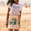 Women's High Waist Floral Printed A-Line Mini Skirt Tie Wrap Streetwear Beach Short Skirt For Summer Vacation