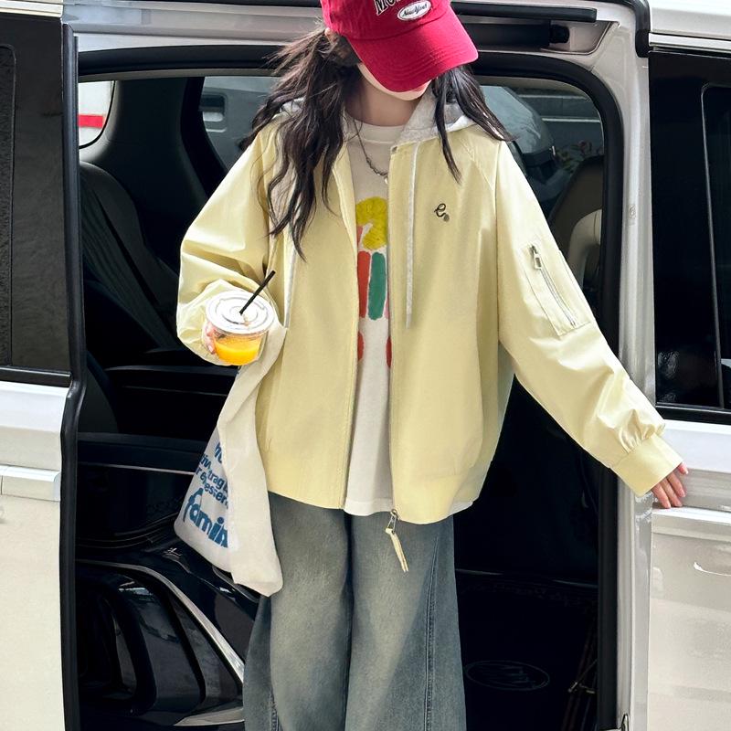 Girls Hooded Spring Jacket 2026 - Stylish Korean Casual Cardigan for Kids 150cm жёлтый