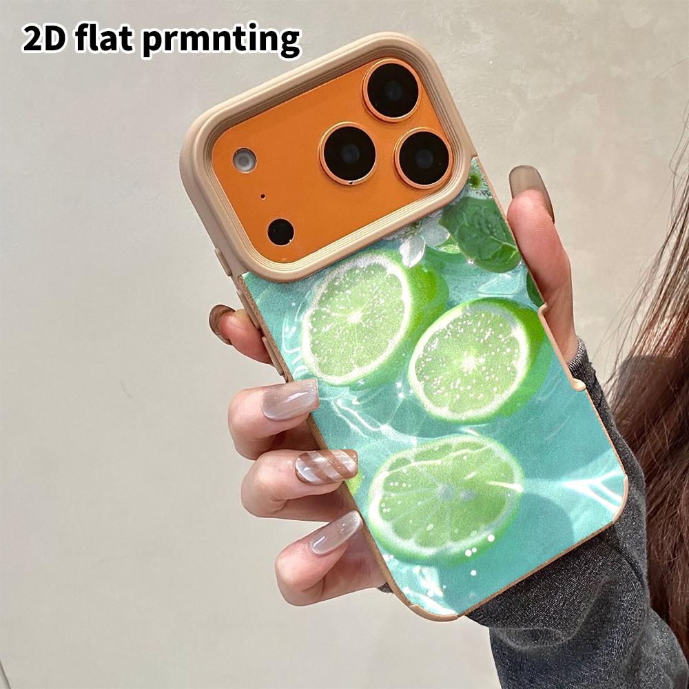 Phone Case: 2D Flat Lambskin Suitable for iPhone 18 17 16 15 14 13 Pro Film Protective Case, Lime Splash, Christmas and Halloween Gifts