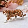 FJ FENGZHIJIE Trinket Box with Hinged Tiger Figurine | Golden Crystal Enamel Wildlife Home Decor | Gift for Tiger Lovers and Wildlife Enthusiasts