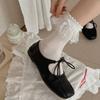 White Sock - Summer Lightweight Mesh Breathable Mid-calf Socks Without Bones, with Lace Trim, Cute for Young Girls.