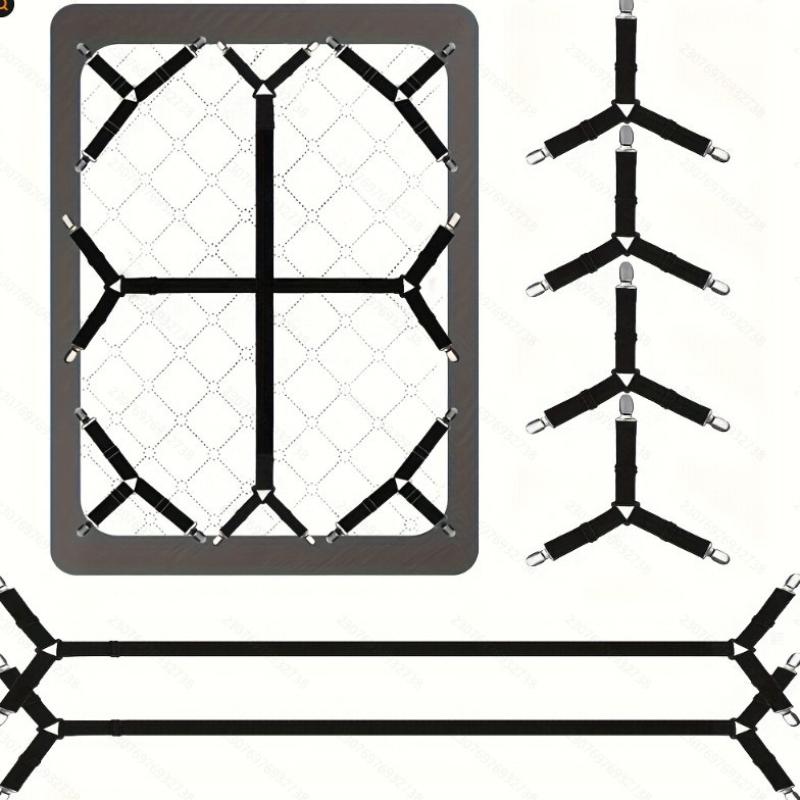 Bed Sheet Holder Adjustable Elastic 12 Clips Fixed Holder Mattress Clip Fasteners Cover Blankets Grippers Fixing Non-Slip Strap