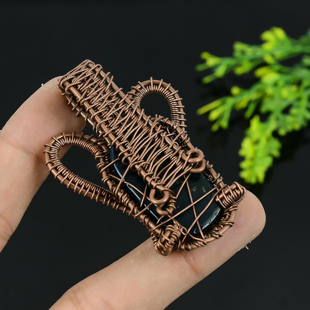 Natural Bloodstone Gemstone Handmade Copper Wire Wrap Gift Pendant 2 S4Z37