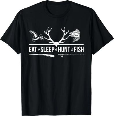 Eat Sleep Hunt Fish Funny Hunting Fishing Graphic Gift Unisex T-Shirt