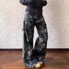 Camouflage Wide Leg Denim Pants Women High Waist Loose Fit Street Style Trousers