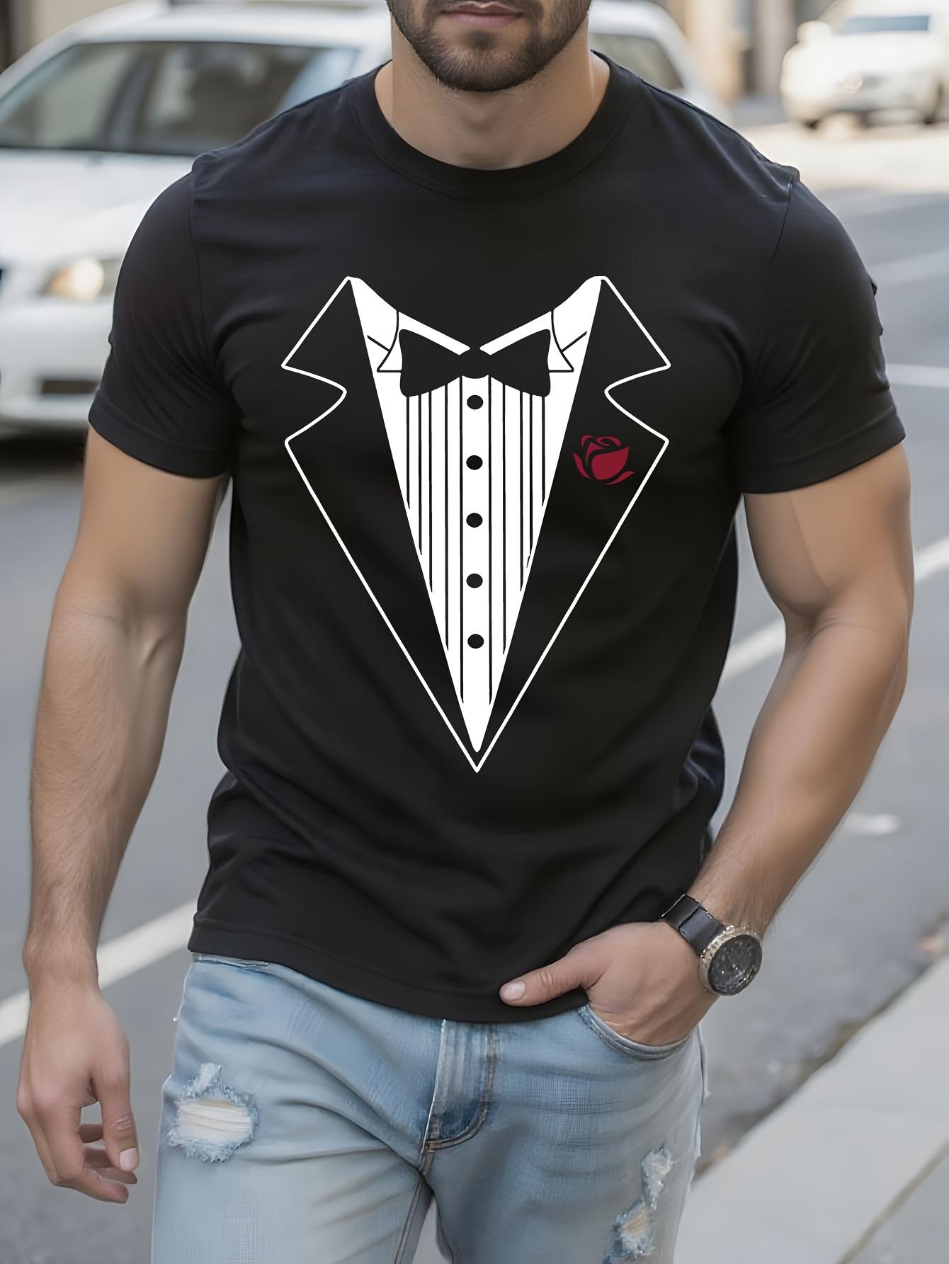 Novelty Tuxedo Graphic Tshirt - Black Formal Attire with ... XXL