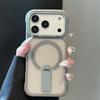 IPhone 17 Case With 360 Rotating Stand Magnetic Snap-on Corner Air Cushion Protection Soft Silicone Full Cover