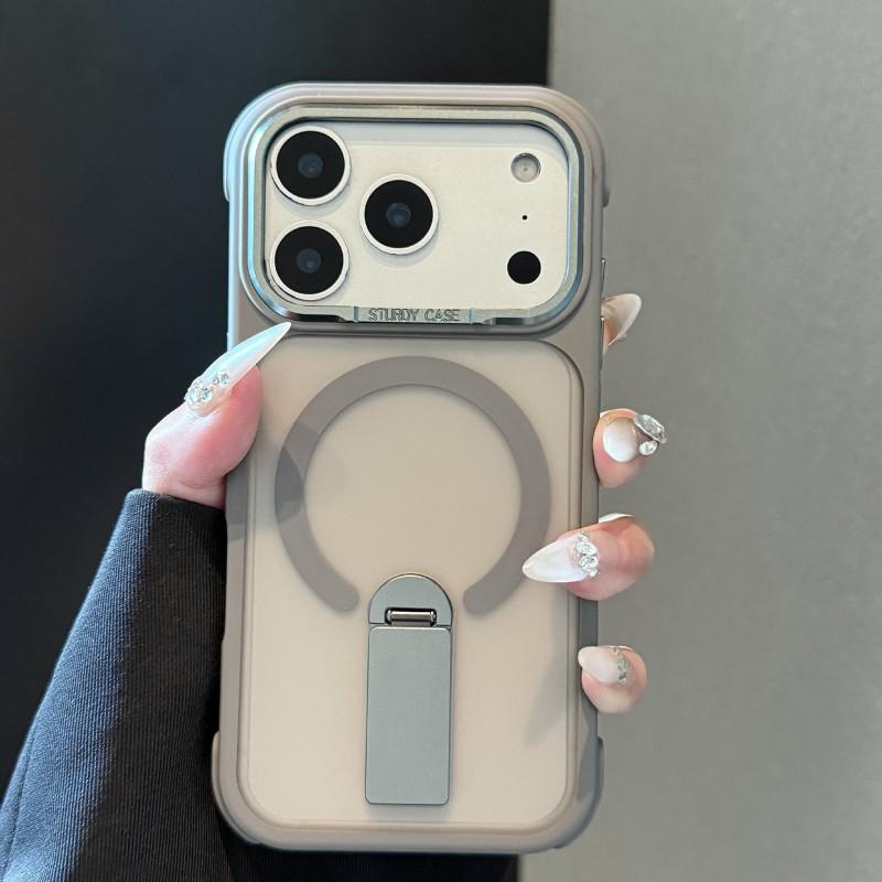 IPhone 17 Case With 360 Rotating Stand Magnetic Snap-on Corner Air Cushion Protection Soft Silicone Full Cover