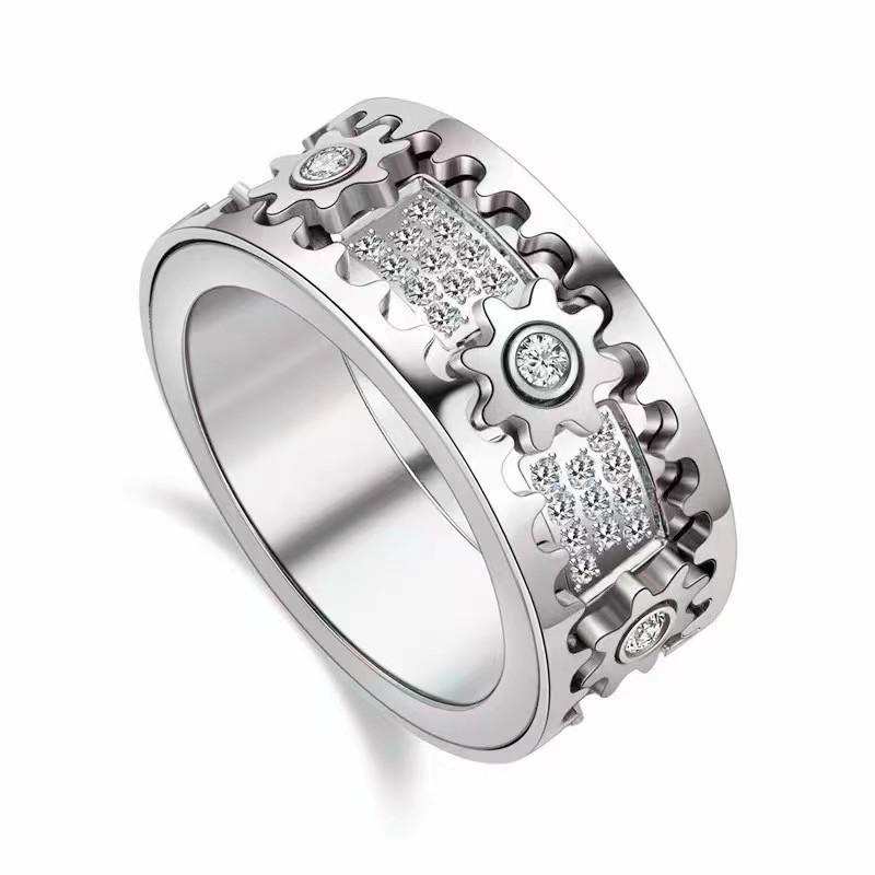 New Gear Ring with Rotatable Starry Sky for Male and Female Couples Rotating Mechanical Ring