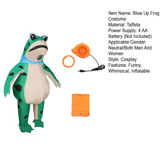 Inflatable Frog Costume for Adult Kids Funny Blow-Up Full Body Frog Suit with Air