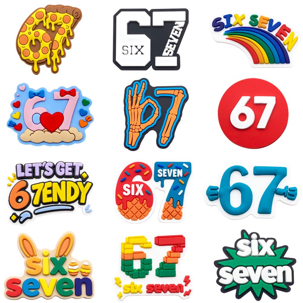 Digital 67-Piece Crocs Shoe Charms Set - Soft PVC Rubber Accessories for DIY Croc Decorations