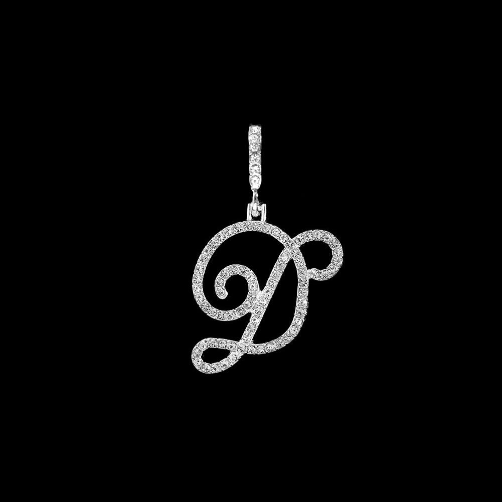 Collana Pendente Lettera Iniziale Z in Corsivo con Zirconi alla Moda per Donna Collana con Cordino Alfabeto in Cristallo Lucido Gioielli Hip Hop