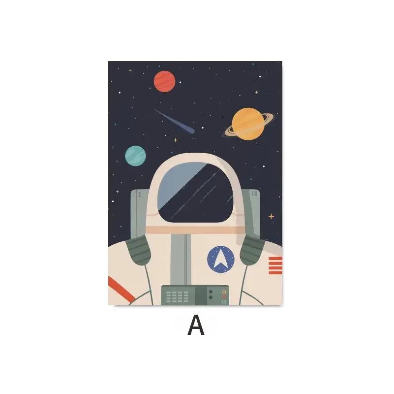 Rocket Poster Baby Nursery Decor Adventure Space Astronaut Minimalist Wall Art Print Canvas Painting for Living Room Home Decor