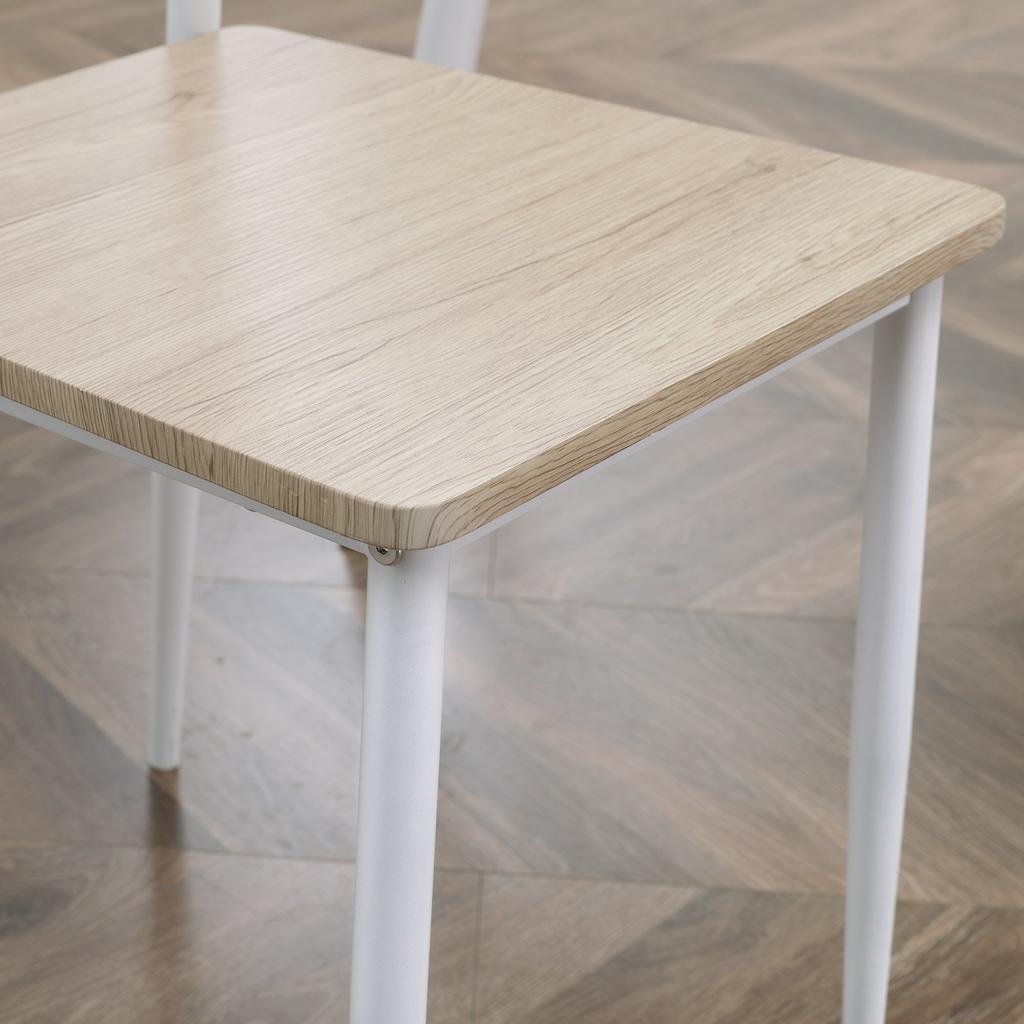 3-piece Dining Set Dining Table with 2 Chairs Dining Room Group with Metal Frame Seating Group for Dining Room, Kitchen Natural+White