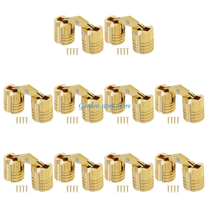 B0KB Copper Barrels Hinges Cylindrical Hide Cabinet Concealed Invisible Brasses Hinges Mount For Furniture Hardware
