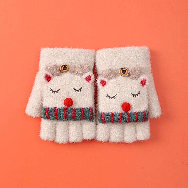 Xuehuaxius neue Kinder-Thermohandschuhe, niedliche Elch-Studenten-Strick-Cartoon-Klapp-Weihnachtshandschuhe im Großhandel