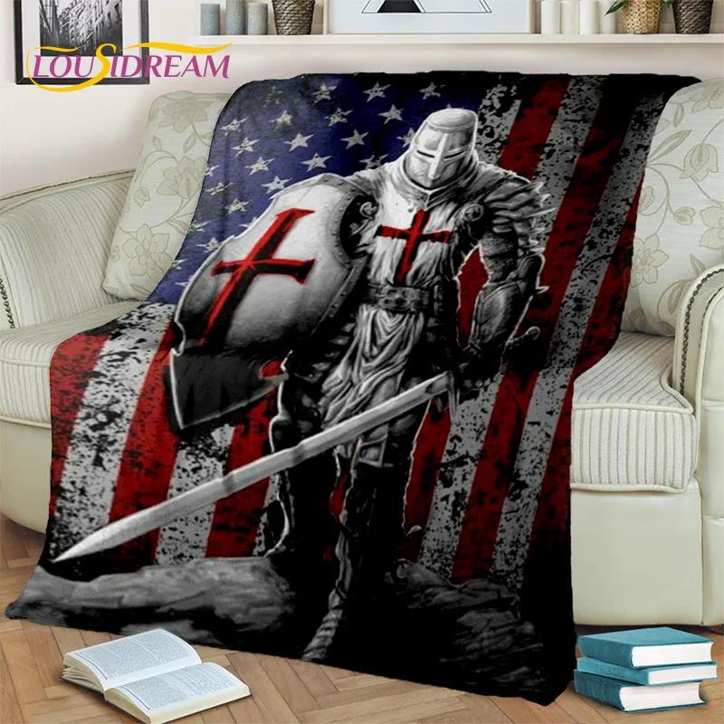 Cartoon Templar Cavalier Knight Crusaders Blanket,Soft Throw Blanket for Home Bedroom Bed Sofa Picnic Travel Office Blanket Kids
