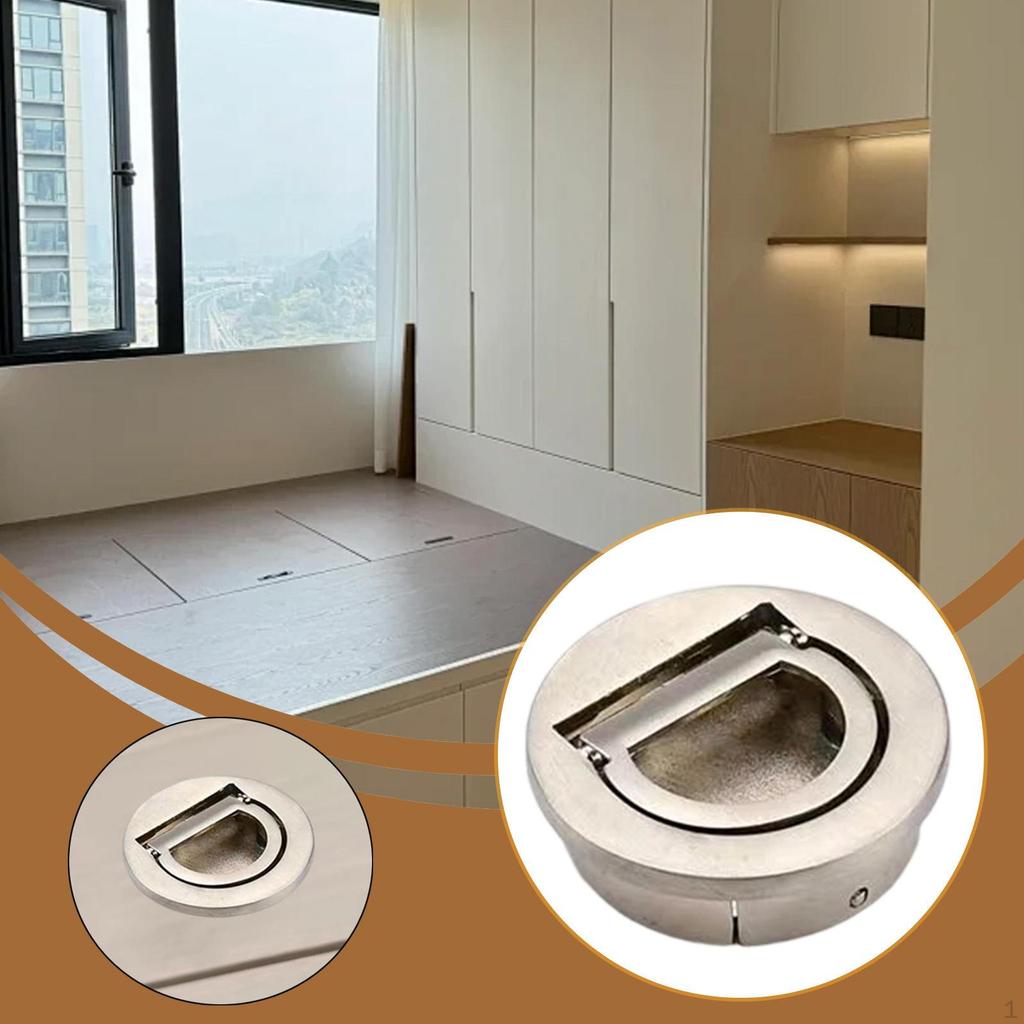 Pull Handle Concealed Door Round Flush Latch Recessed Zinc Alloy