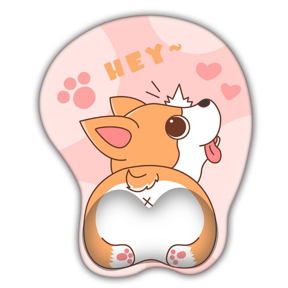 Comfortable Palm Cute Corgi Mouse Pad Non Slip Ergonomic Design Silicone Wrist Guard Cute Animal Mouse Pad Men and Women