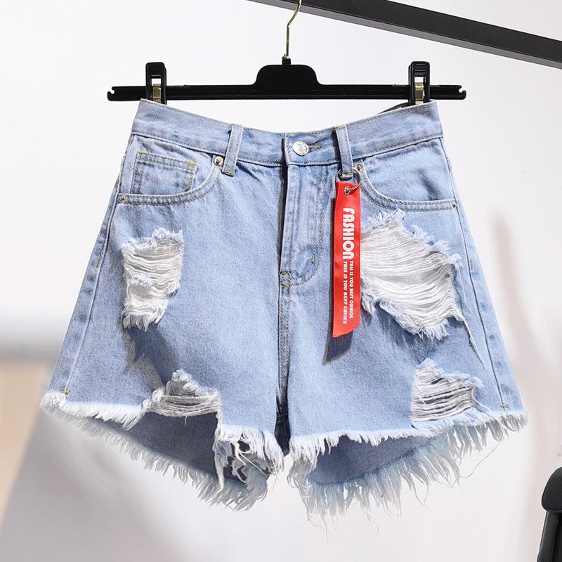 Summer New Denim Shorts Loose Wide-leg Hot Pants Light-colored Thin High-waisted Girls Irregular Pants