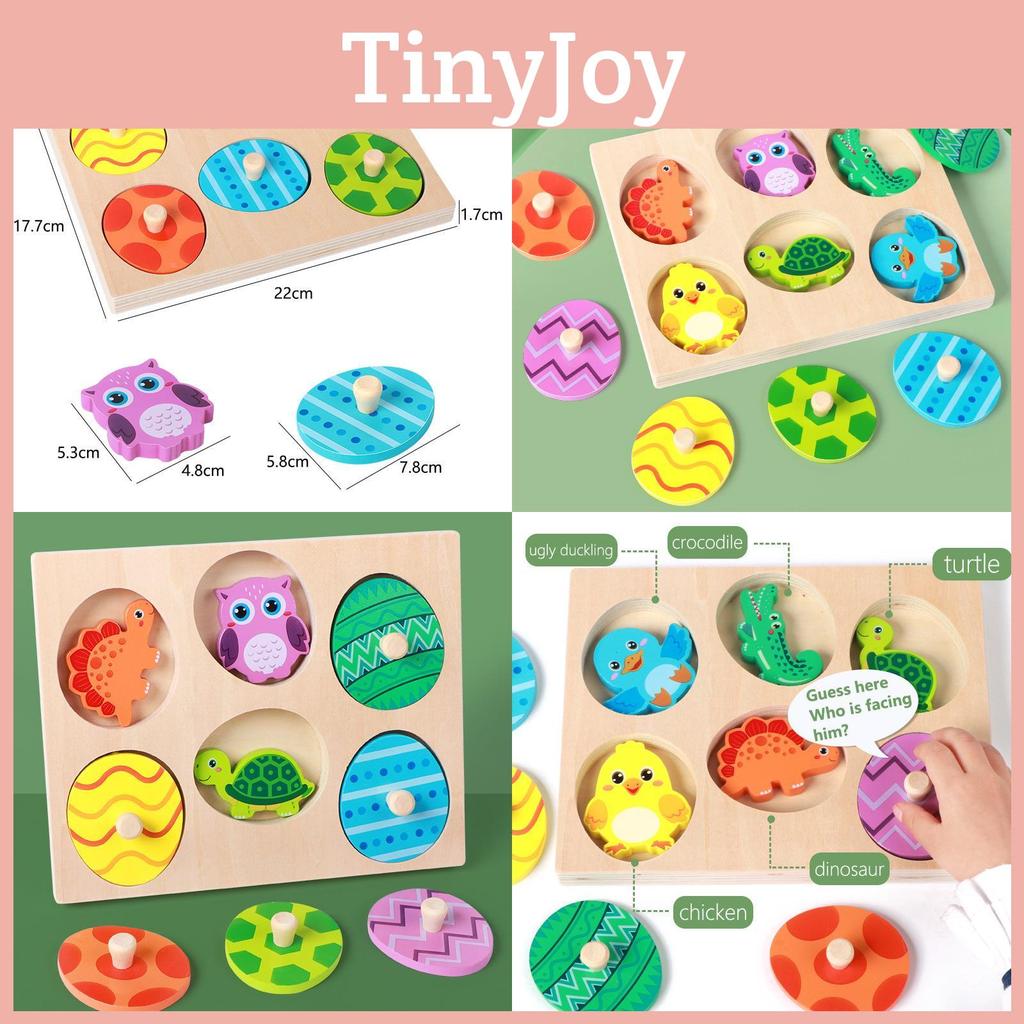 Wooden Turtle Dinosaur Animal Egg Puzzle Game For Kids With Animal Figures Educational Toy For Early Learning