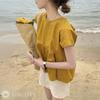 Back Ribbon Commuter J-Scott Women's Top, Waist-Cut, A-Line, Gathered, Spring/Summer, Elegant, Versatile, Comfortable, Girly, Style, Yellow,