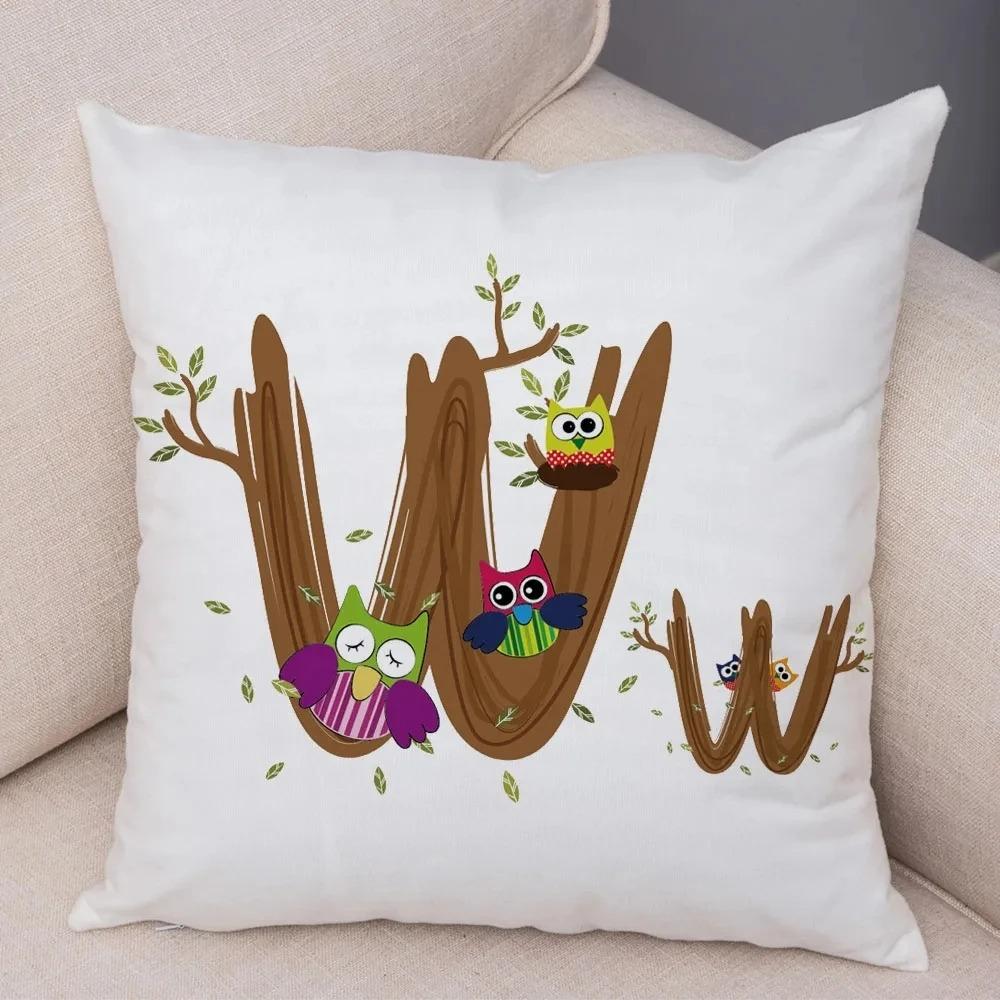 Owl Letter Decorative Pillowcase Car Ornaments Office Living Room Sofa Home Pillowcase