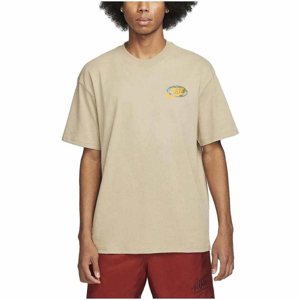 Nike Men's Khaki T-Shirt with Earth Letter Print