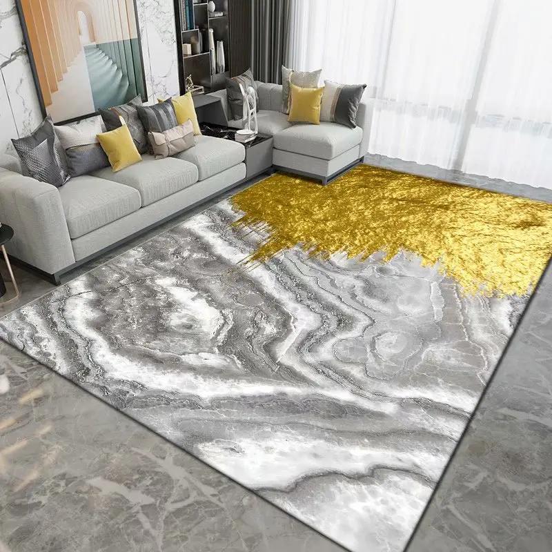 3D Printed Geometric Area Rug – Crystal Velvet Non-Slip Carpet for Living Room & Bedroom, Square Abstract Floor Mat Decor
