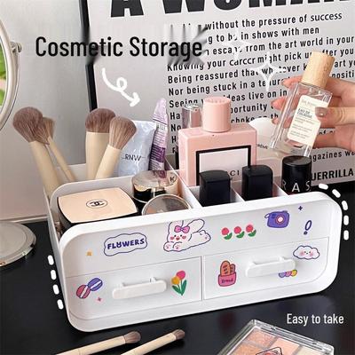 Cosmetic Organizer Box: Dustproof Makeup & Skincare Storage for Desktop - Holds Masks, Lipstick, Brushes & More