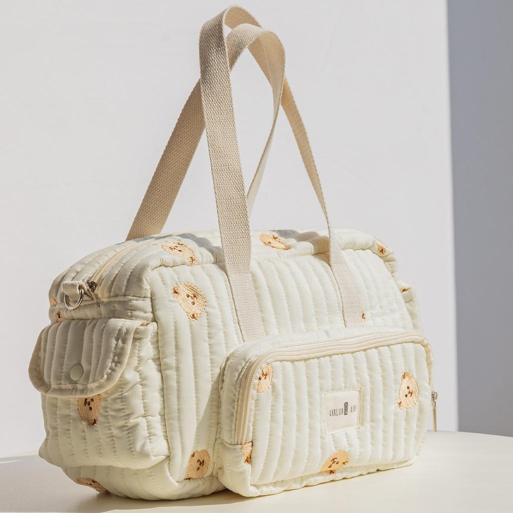 Quilted Diaper Bag Tote Multifunction Baby Diaper Bag with Shoulder Strap Storage Bag for Boys & Girls