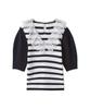 Lily Brown Border Knit Top LWNT252021 Women's Lace-Collar