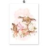 Kawaii Fawn Bunny Fox Princess Crown Wall Art Canvas Painting Posters and Prints Nordic Children's Room Decoration Pictures