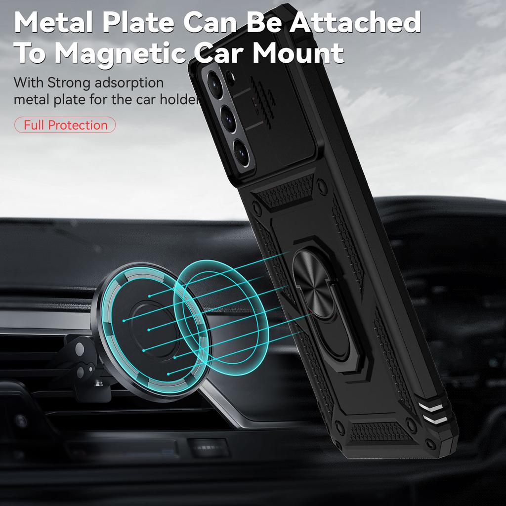 Car Magnetic Ring Holder Armor Shockproof Case For Samsung Galaxy S21 Ultra S21+ S21 Plus S 21 FE S21FE Lens Protect Cover