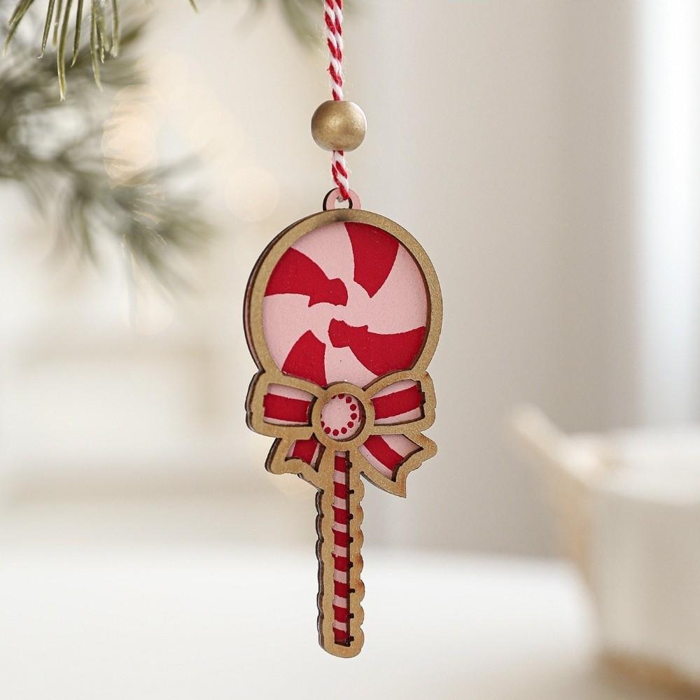 New Red Christmas Wooden Plaque Ornaments Wooden DIY Christmas Tree Pendant Christmas Tree Hanging Ornaments Home Party Decor