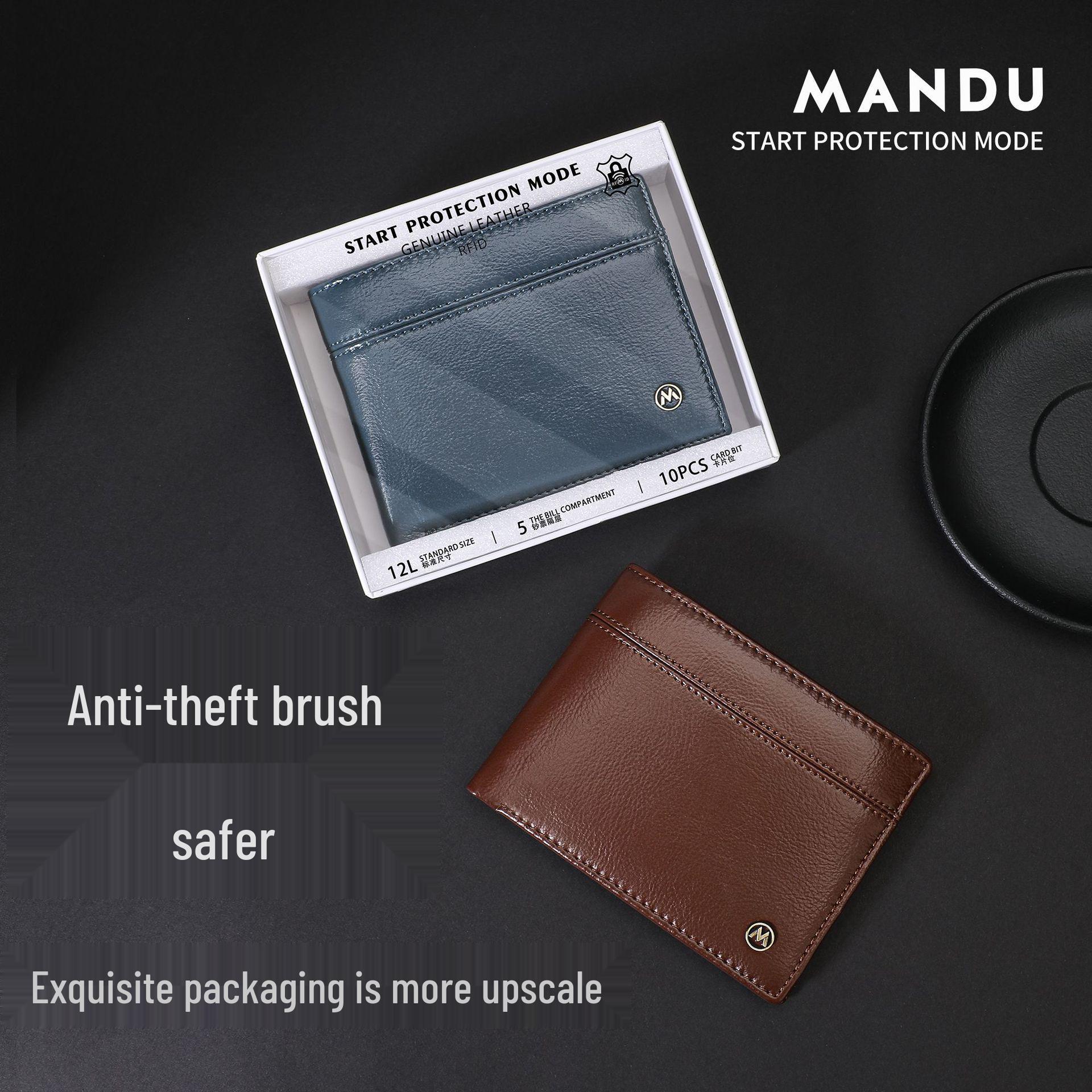 

MANDU Men s Genuine Leather Wallet: Short Zipper, Anti-Theft, Coin Purse