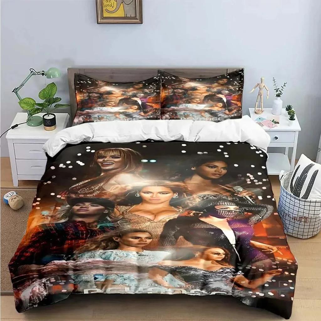 Luxury New 3D Print Pop Female Singer B-Beyonce Bedding Set Boys Girls Duvet Cover Pillowcase Boys Adult Home Textileextile