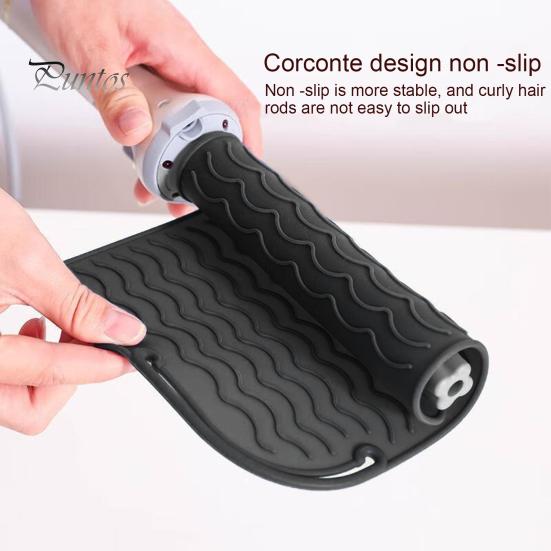 Curling Iron Heat Resistant Mat Anti-slip Silicone Rectangle Portable Flat Iron Hair Straightener Hair Styling Hot Tools Travel Heat Pad Protector