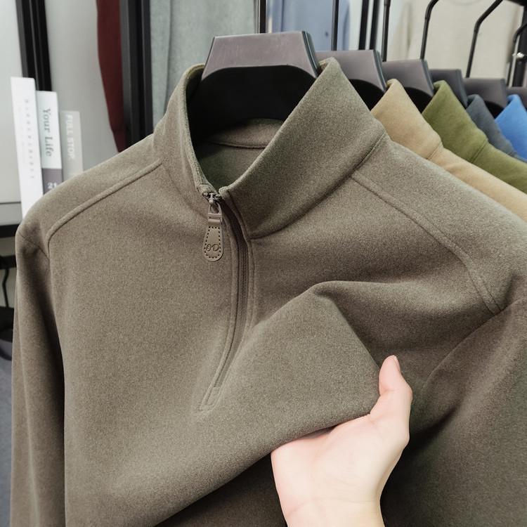 Men's 2025 Winter Double-Sided Fleece Half-Zip Long-Sleeve Casual Warm Base Layer Sweatshirt