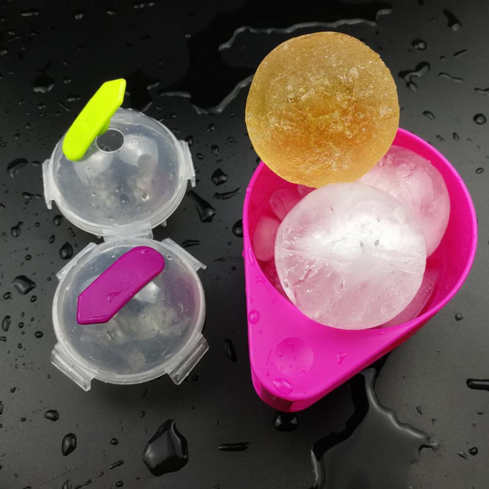 4pcs Ice Ball Mold Reusable Round Ice Cube Tray Kitchen Tool Random Color (L)