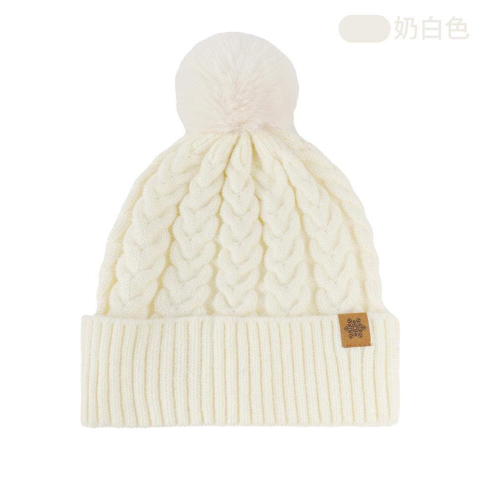 Winter Knitted Hat Scarf Gloves Three-piece Set Double-layer Piled Thickened Warm Wool Knitted Hat Wheat Ears