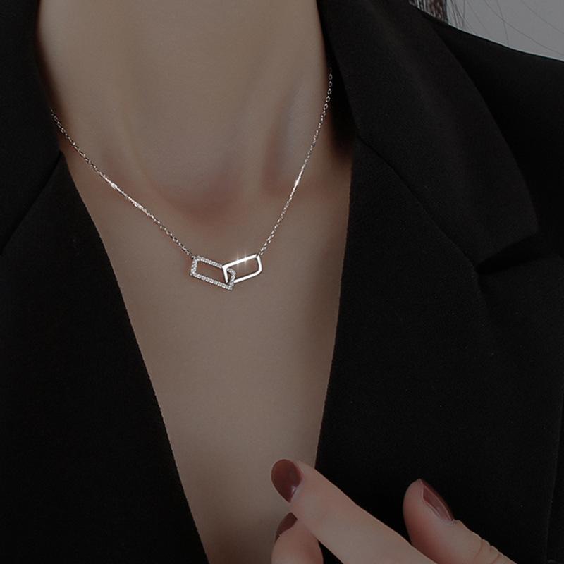 Punk Popular Geometric Sweater Box Chain Female Long Necklace for Women Adjustable Fine Jewelry Wedding Party Birthday Gifts