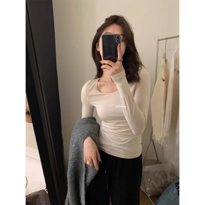 

Новое терморегулирующее пальто с теплым верхом, длинным рукавом, облегающее длинное осеннее пальто с круглым вырезом, облегающее пальто с низом, тонкая футболка One size