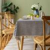 Linen Cotton Plaid Tablecloth With Tassel Trim Rectangular Dining Table Cover Nordic Minimalist Home Decor