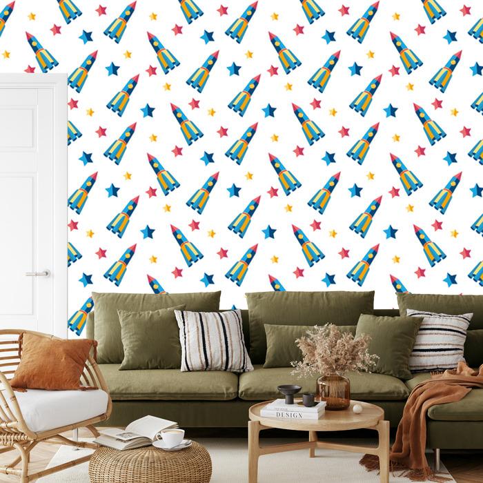Wallpaper Spaceships Stars for Living Room and Bedroom 50x1000