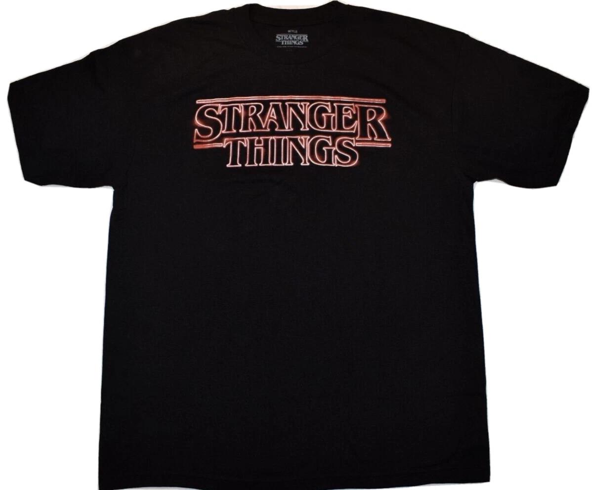 

Stranger Things Mens Big & Tall Neon Sign Graphic Black Shirt New 3XLT L