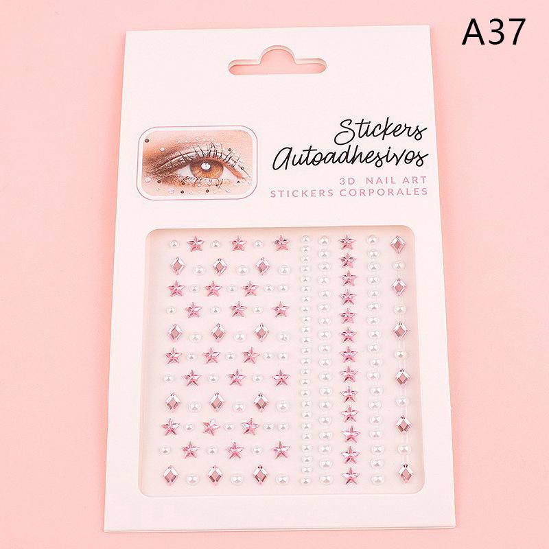 1Sheet Eye Body Face Gems Jewels Pearl Rhinestone Stickers Self Adhesive Crystal Rainbow Makeup Diamonds Face Decoration Sticker