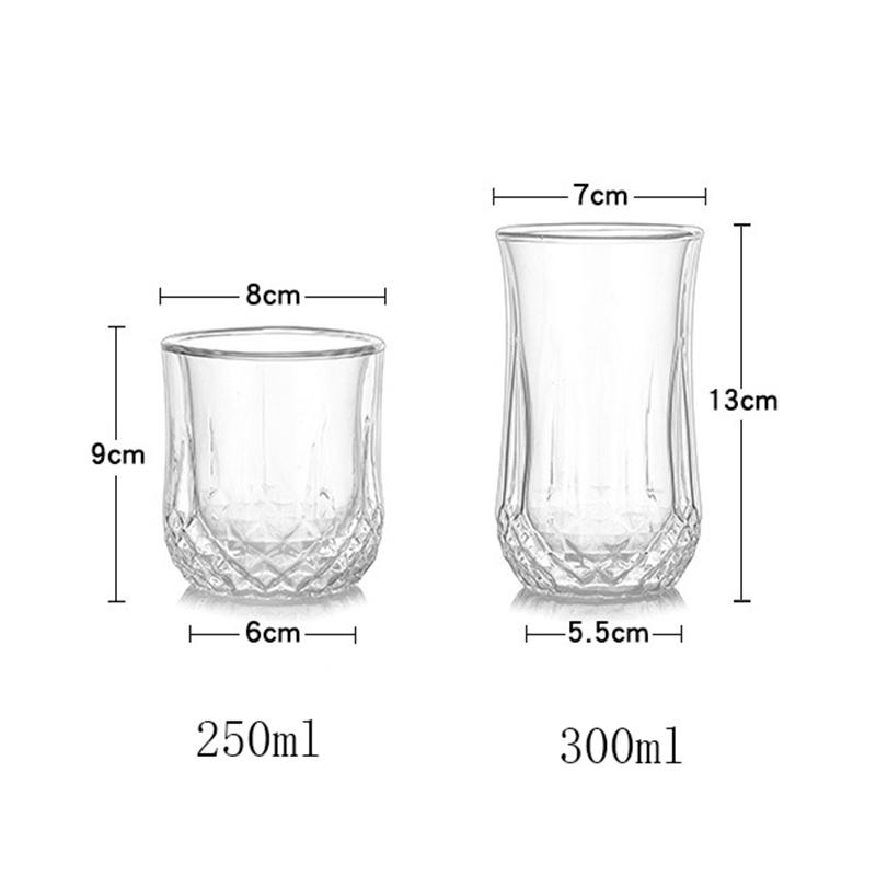 250ml 350ml Heat Resistant Double Wall Glass Cup Beer Milk Coffee Water Tea Cups Transparent Cup Whiskey Glass