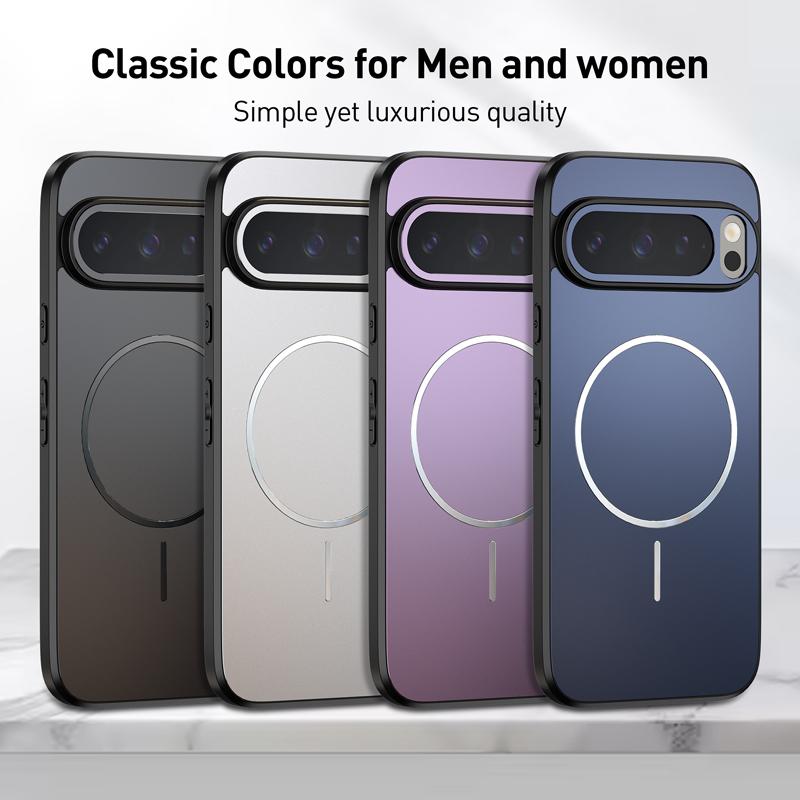 Ultrathin Metallic Paint Back For Magsafe Magnetic Phone Case For Google Pixel 10 9 8 7 A Pro XL Soft Silicone Frame Matte Cover