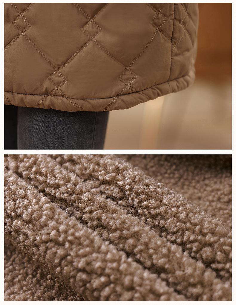 Mid-Length Women's Fleece-Lined Cotton Jacket: 2024 Retro Casual, Loose, Warm, and Thickened Winter Coat.